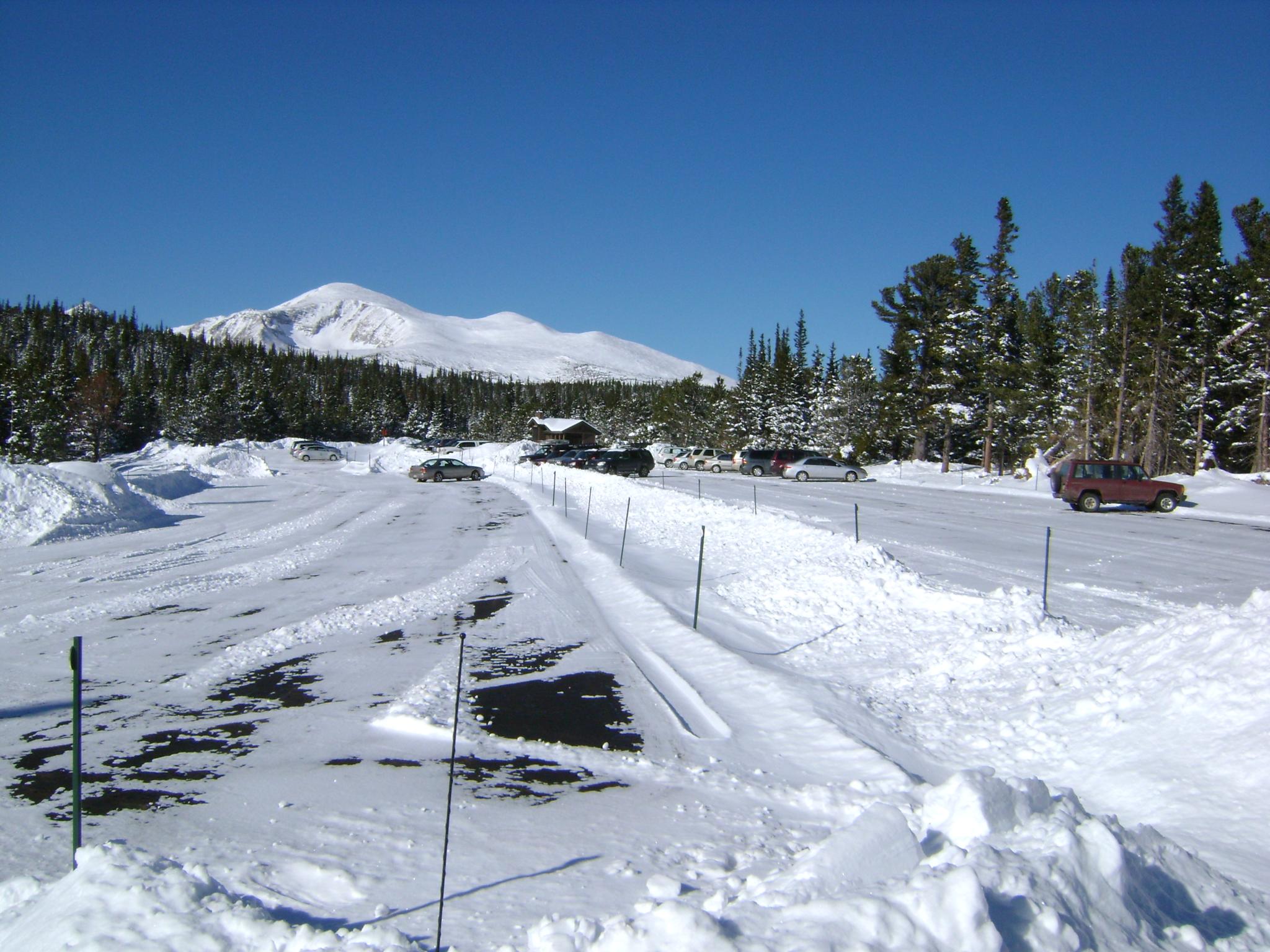 Parking area for Brainard lake access in winter.